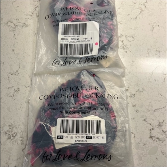 🍋 2PC For Love and Lemons Black and Pink Floral Lola Bra & Panty - Picture 7 of 7